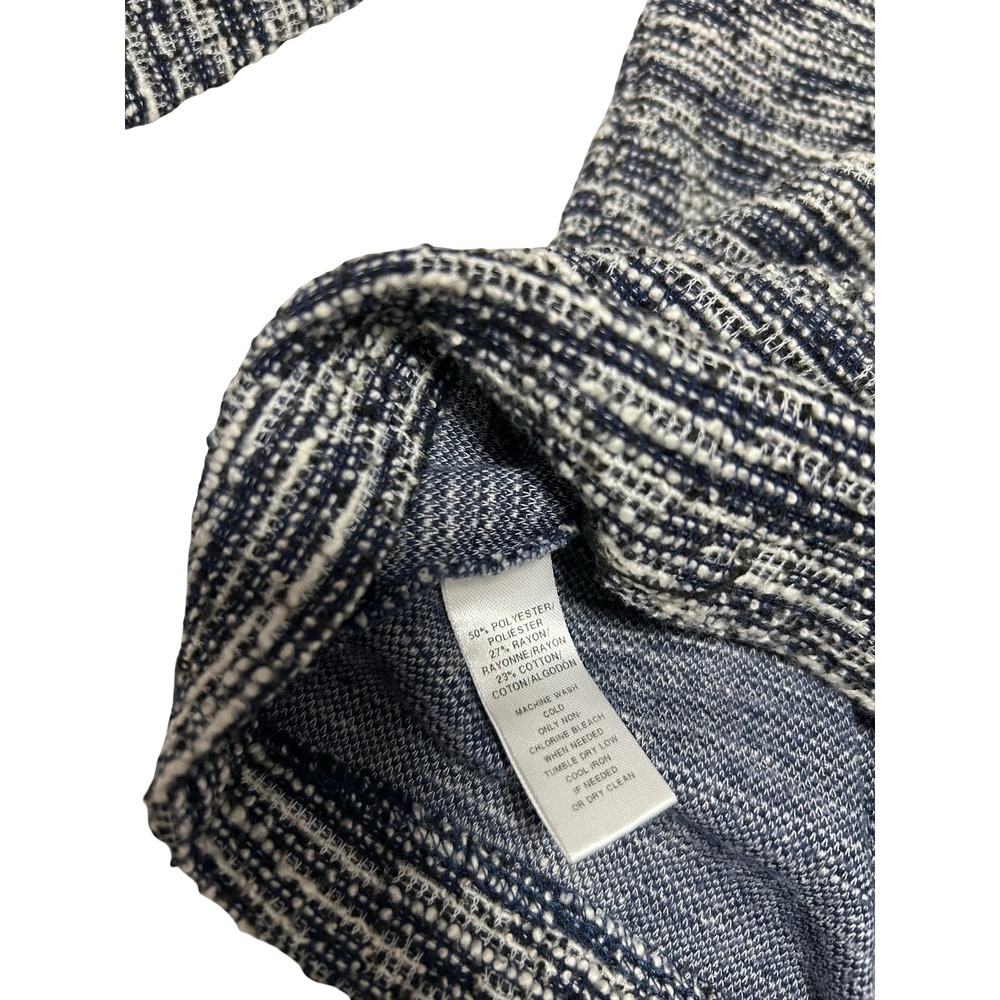 Cold Shoulder Relaxed Knit Sweater Navy Blue/White Sz XS Loft - Picture 3 of 5